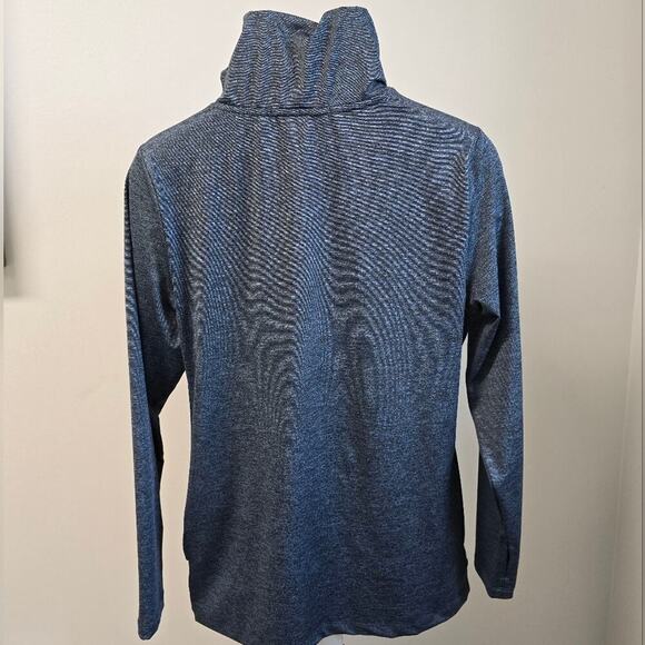 Max Studio Performance L/S shirt High Neck SUN BLOCKER Ear Loops Size Small Blue - Picture 8 of 12